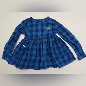 Calvin Klein Jeans Girls Blue Plaid Long Sleeve Dress Size 6